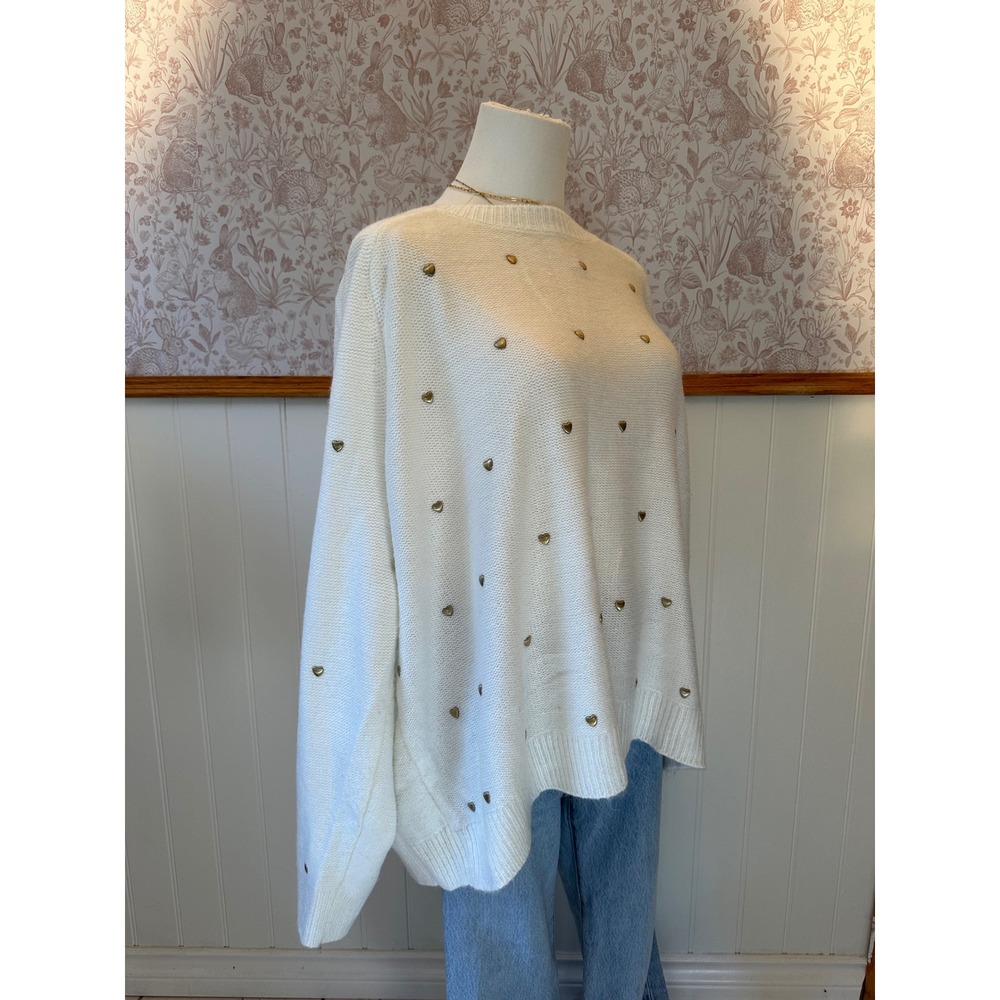 Lucky Brand Oversized Heart Stud Sweater – Size 3X - Picture 6 of 9